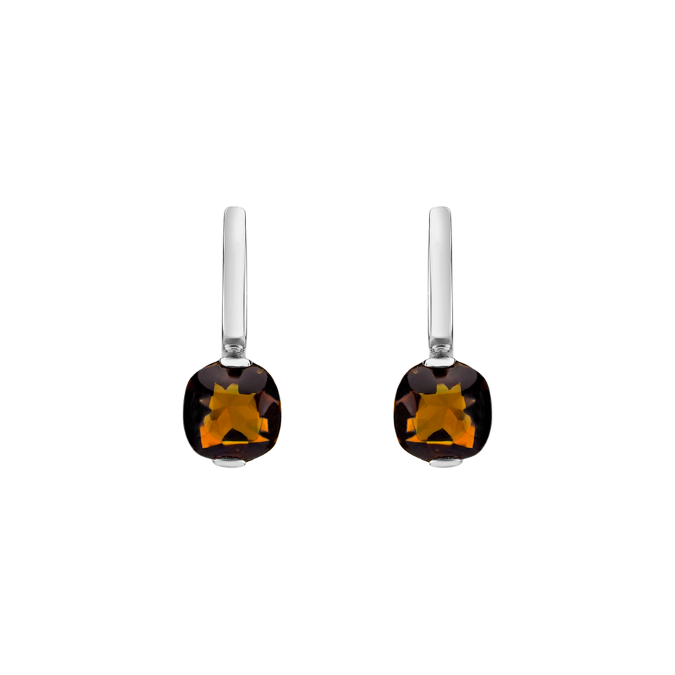 Náušnice s cognac quartzom Bonbon