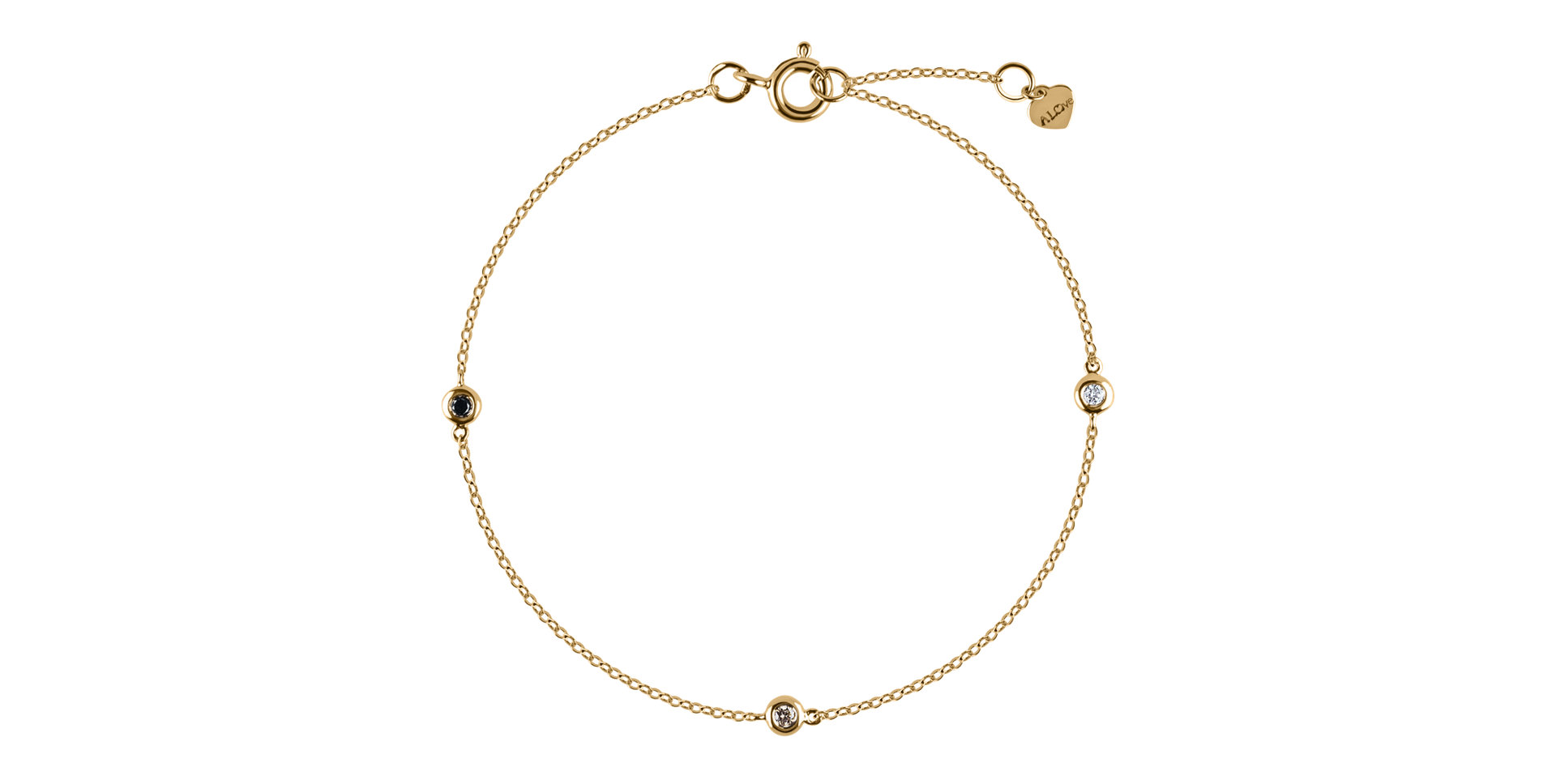 Náramok s hnedými a čiernymi diamantmi Dots