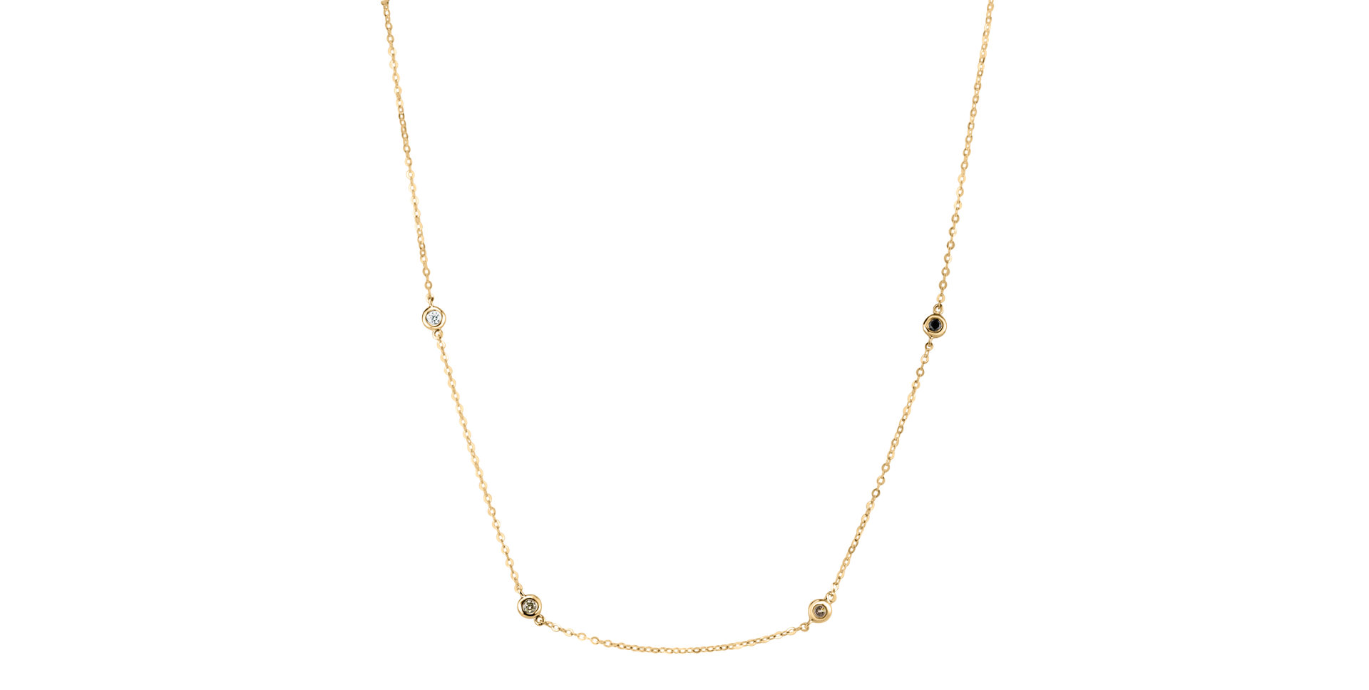 Náhrdelník s čiernymi, hnedými a bielymi diamantmi Dots