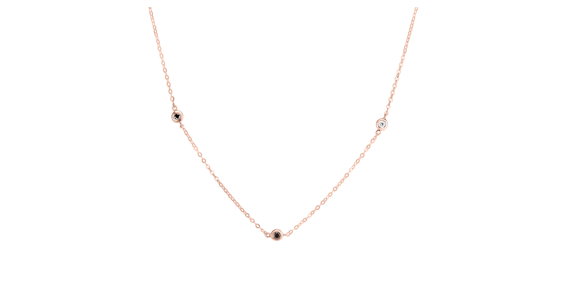 Náhrdelník s čiernymi, hnedými a bielymi diamantmi Dots