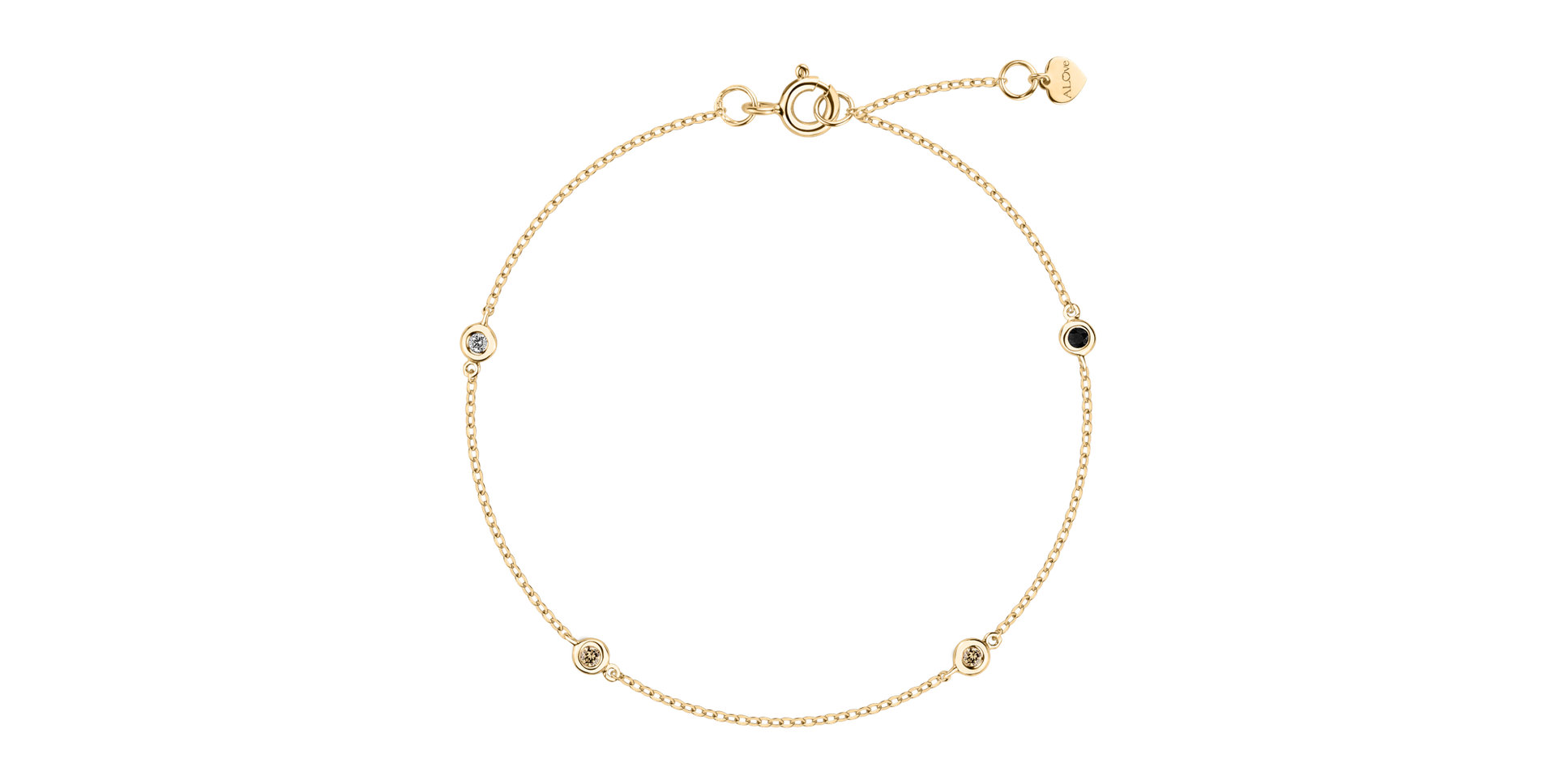 Náramok s hnedými a čiernymi diamantmi Dots