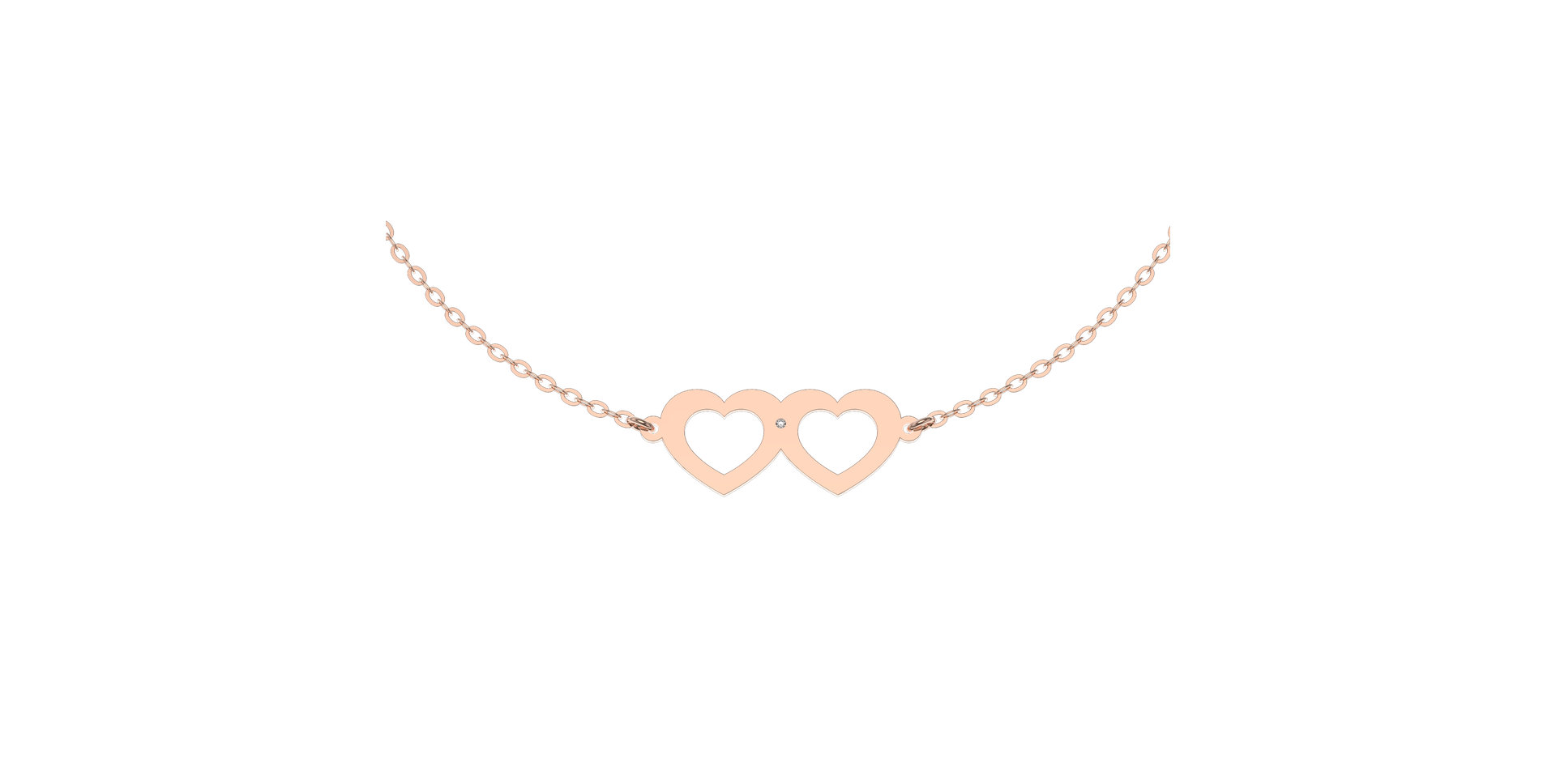 Náramok s diamantom Two Hearts