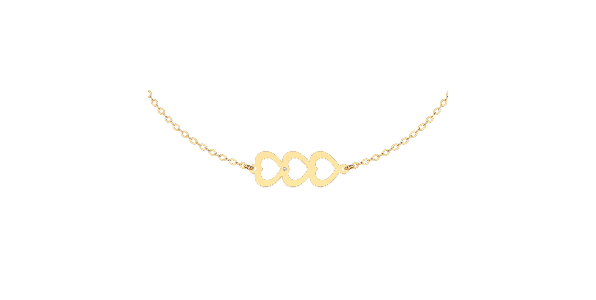 Náramok s diamantom Three Hearts