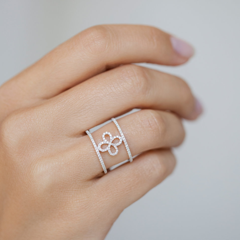 Prsteň s hnedými diamantmi Gorgeous Flower