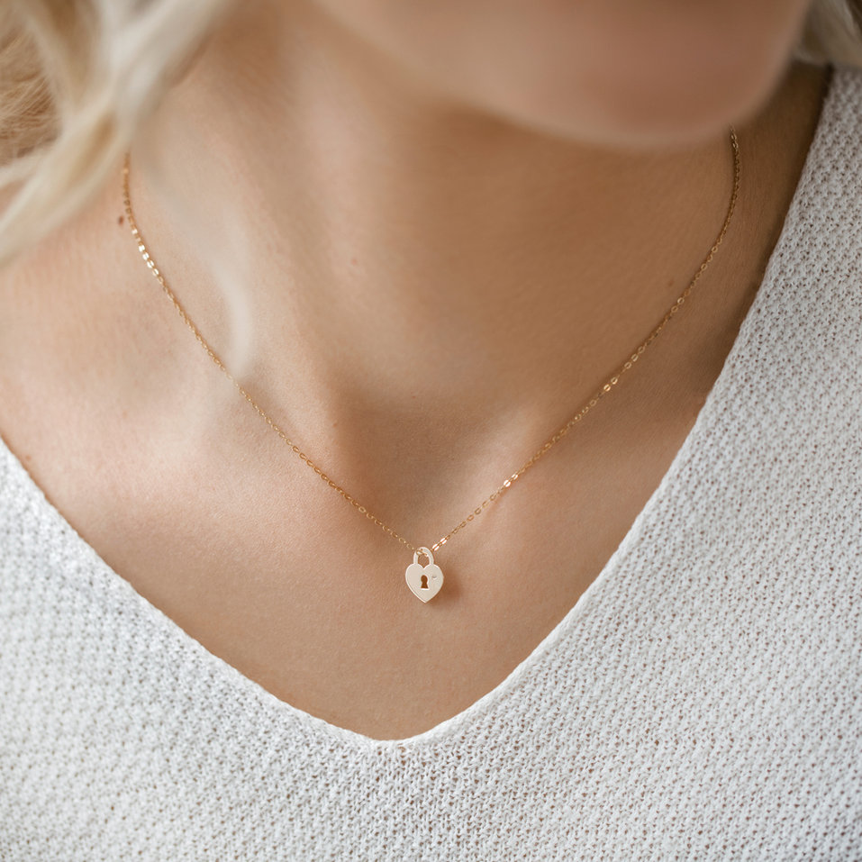 Náhrdelník s diamantom Heart Lock