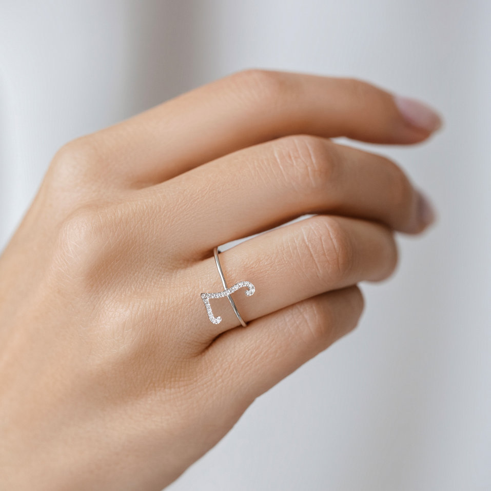 Prsteň s diamantmi Curly Glittery L