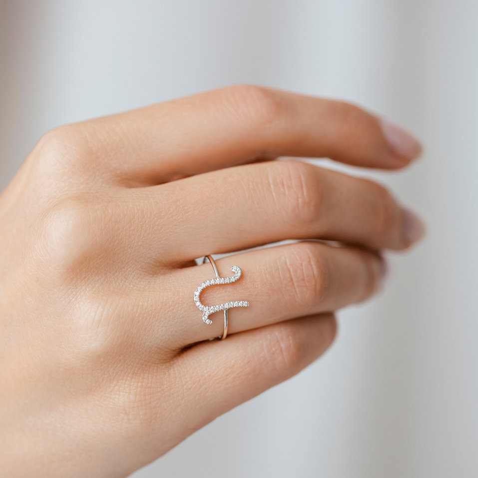 Prsteň s diamantmi Curly Glittery U