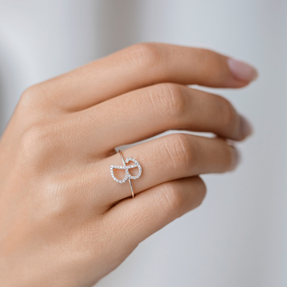 Prsteň s diamantmi Curly Glittery W