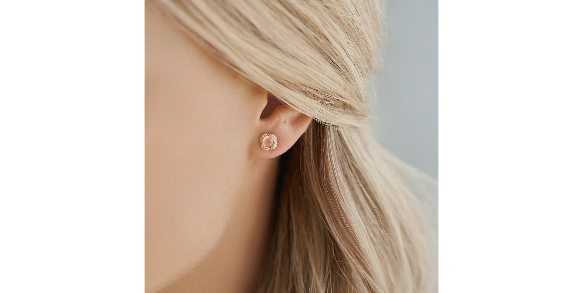 Náušnice s diamantmi a ružovým quartzom Pink Candy