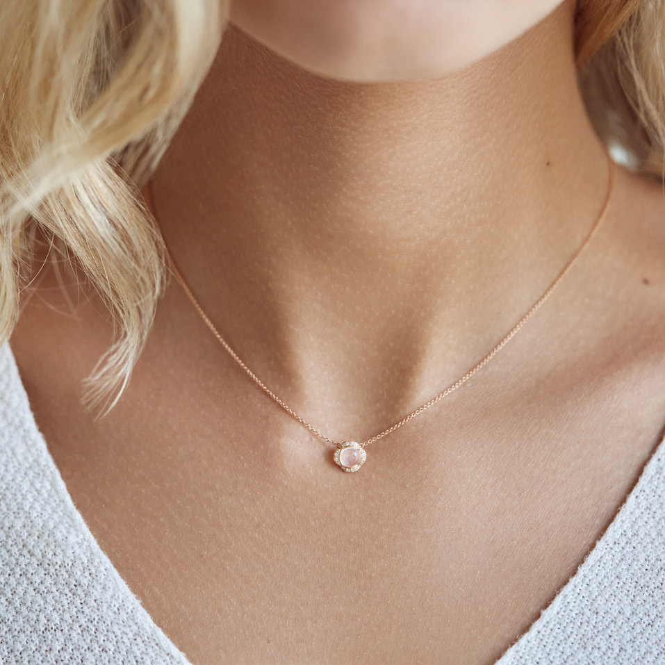 Náhrdelník s diamantmi a ruženínom Pink Candy