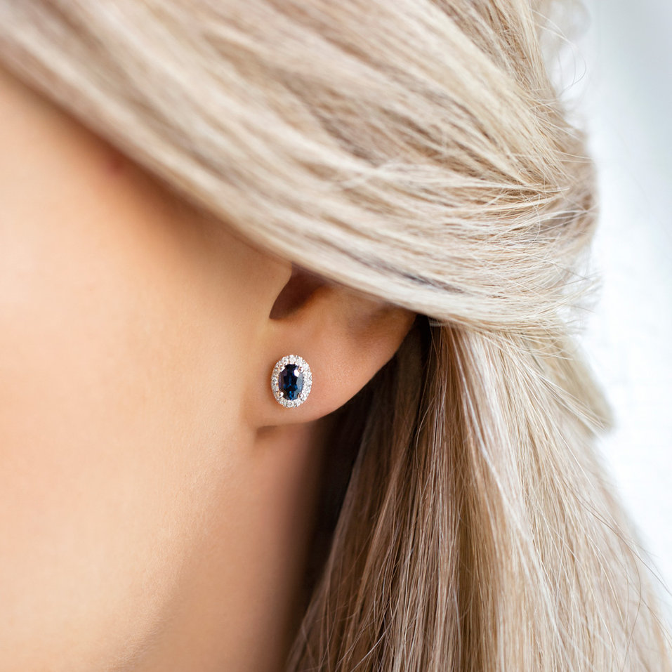 Náušnice s diamantmi a tanzanitom Princess