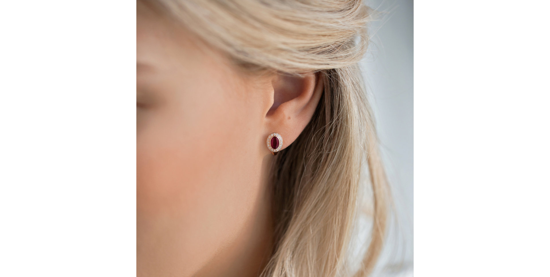 Náušnice s diamantmi a rubínom Lucky Ruby