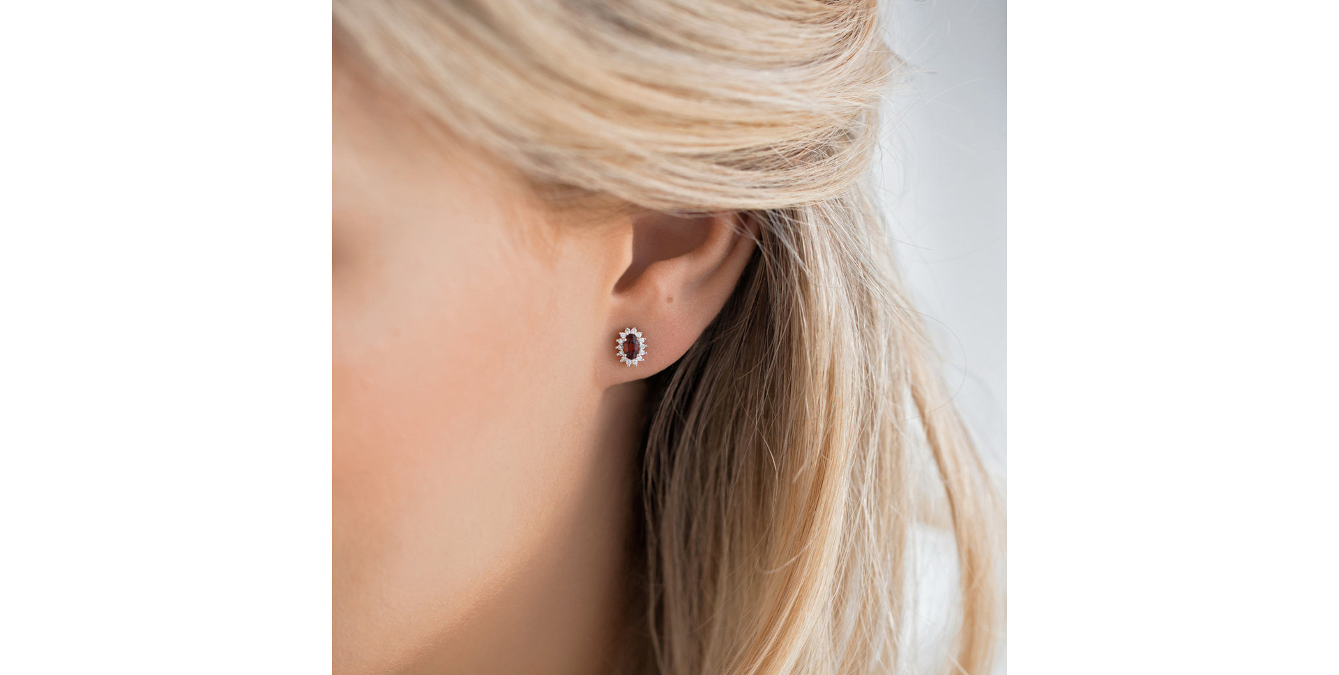 Náušnice s diamantmi a rubínom Princess