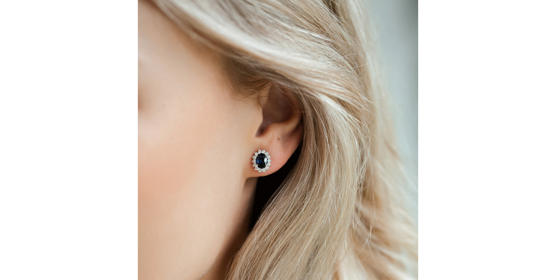 Náušnice s diamantmi a zafírom Princess