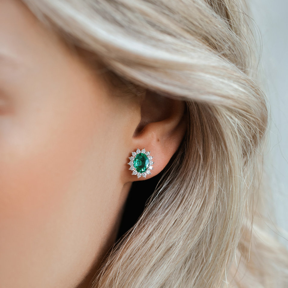 Náušnice s diamantmi s rubínom Princess