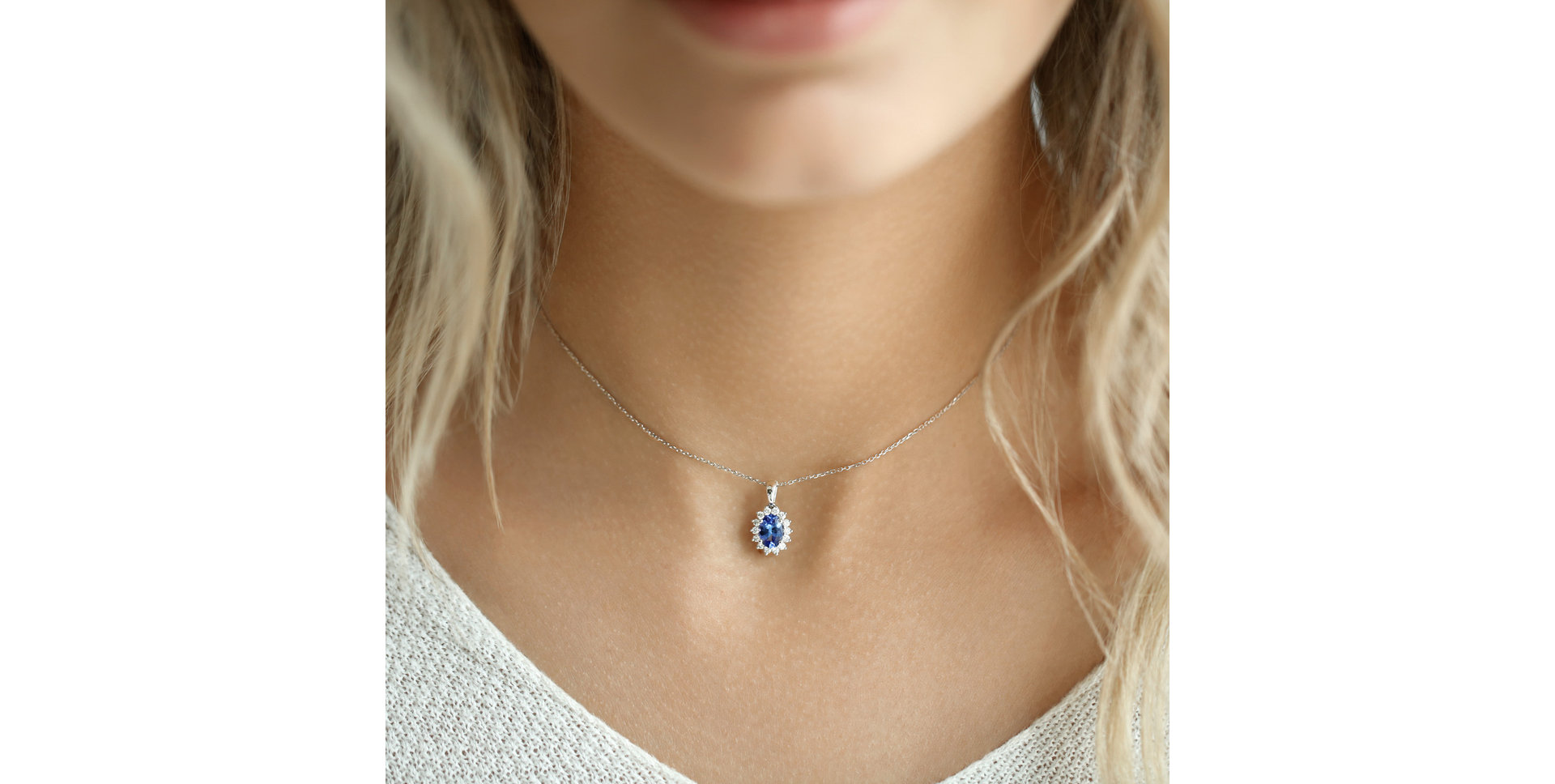 Prívesok s diamantmi a tanzanitom Princess