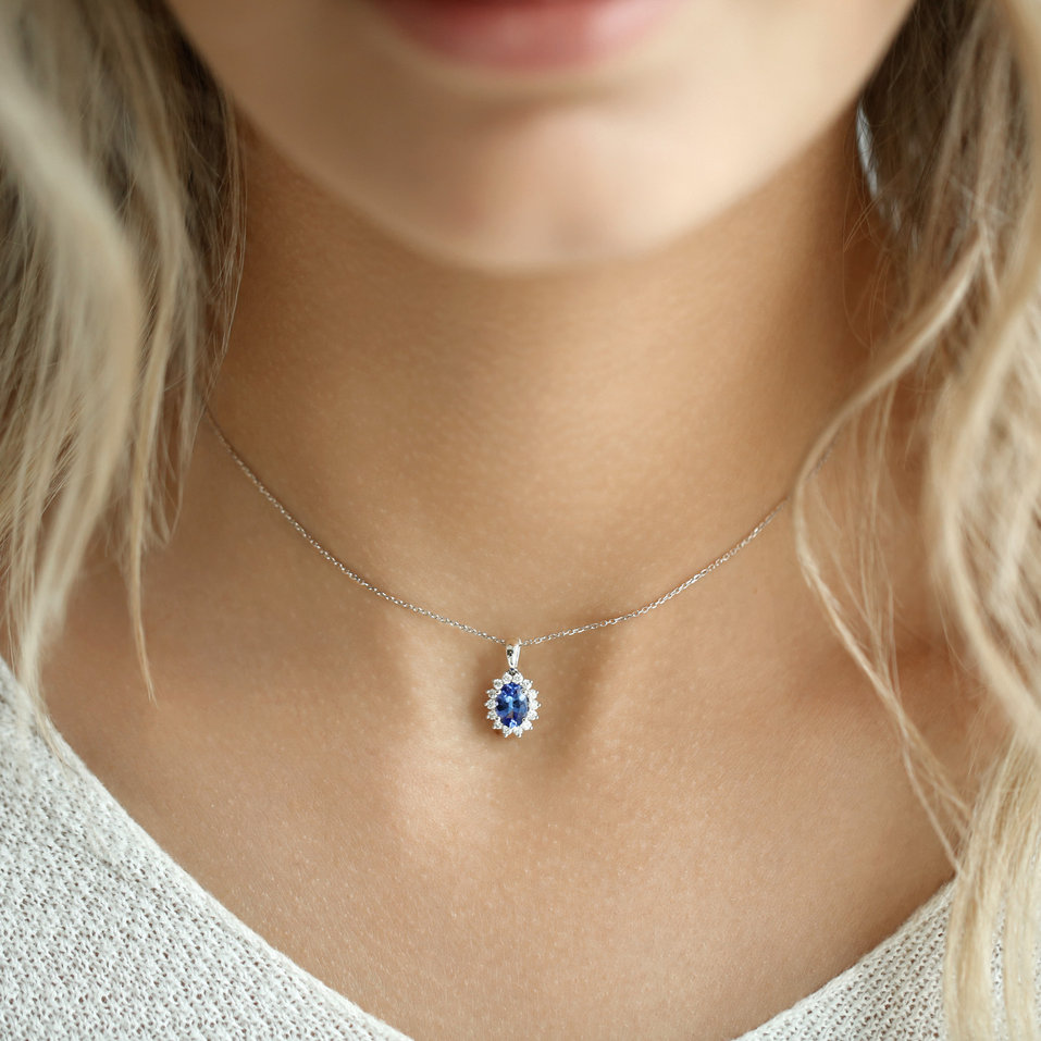 Prívesok s diamantmi a tanzanitom Princess