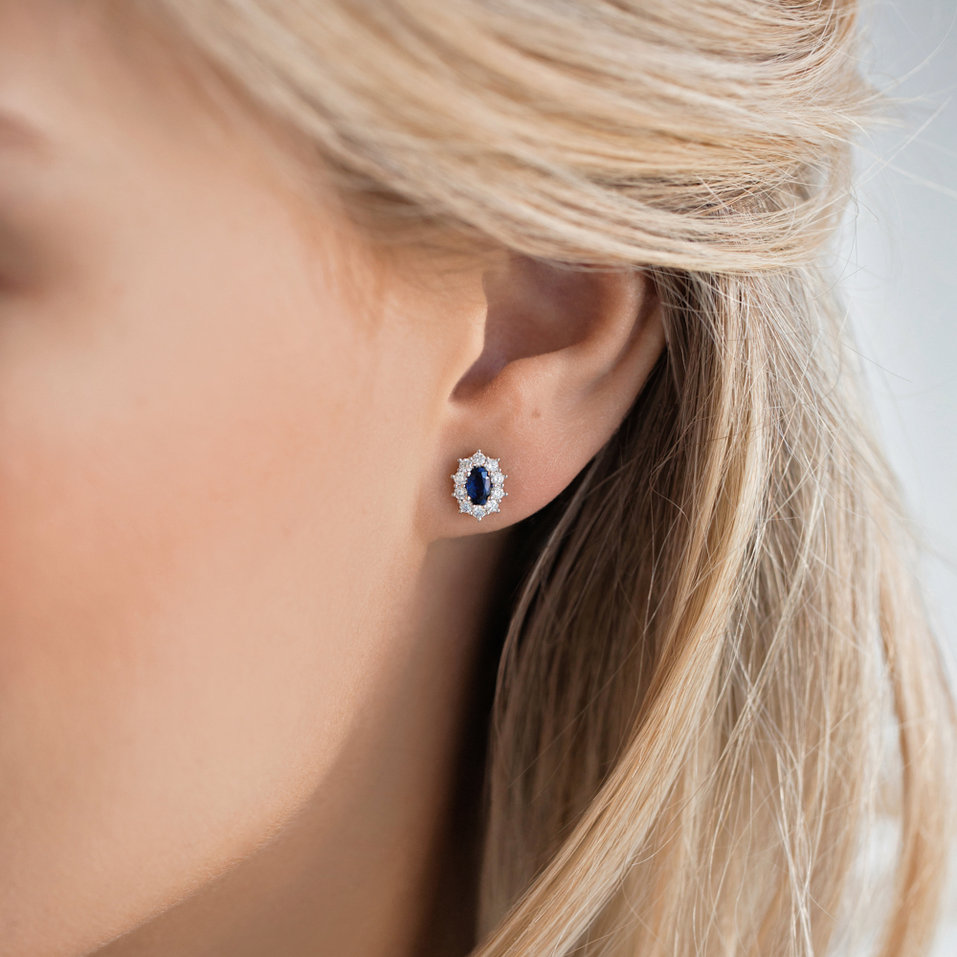 Náušnice s diamantmi a tanzanitom Princess