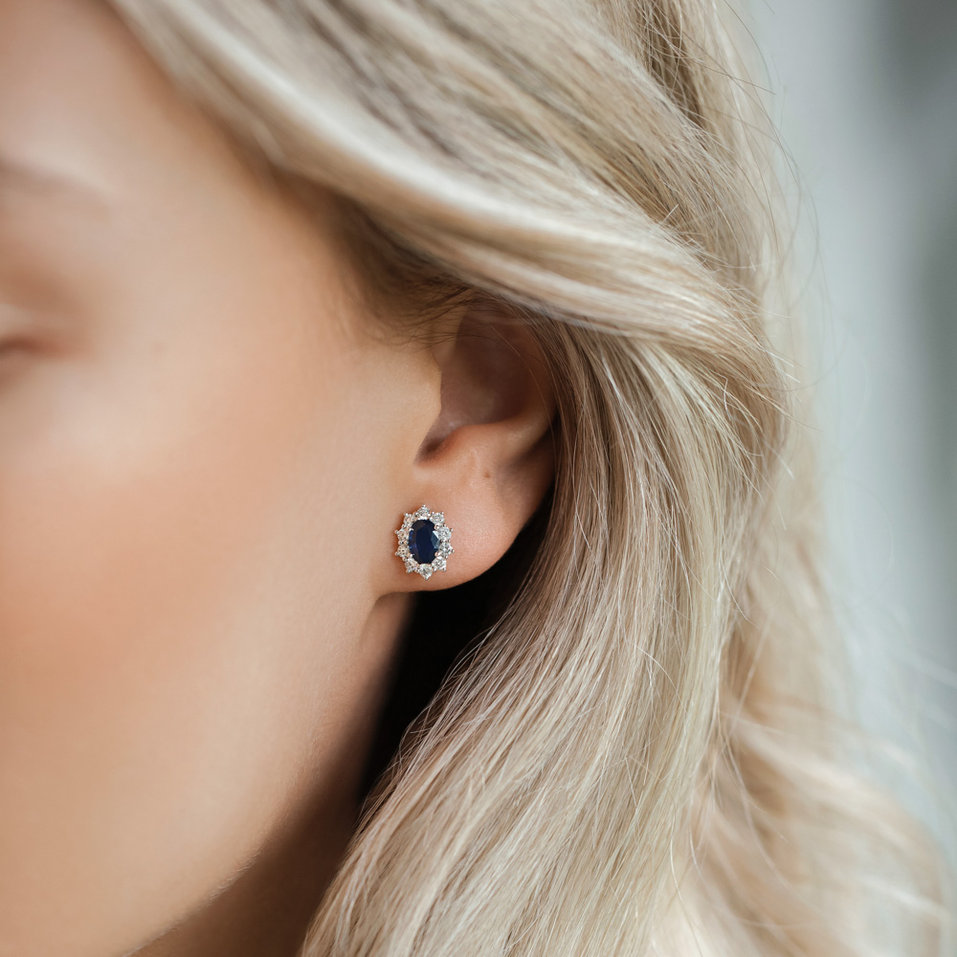 Náušnice s diamantmi a rubínom Princess