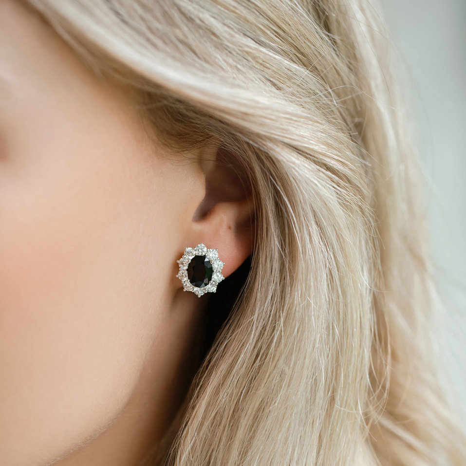 Náušnice so smaragdom a diamantmi Princess