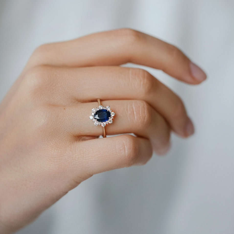 Prsteň s diamantmi a zafírom Princess