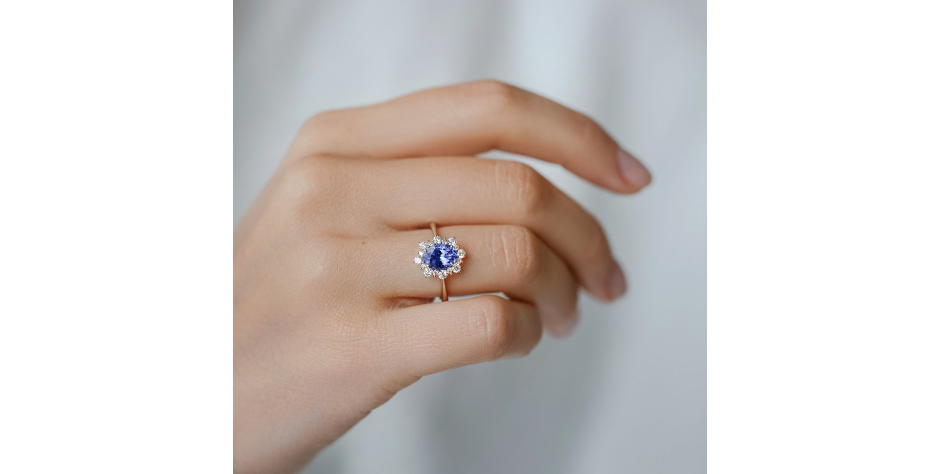 Prsteň s diamantmi a tanzanitom Princess