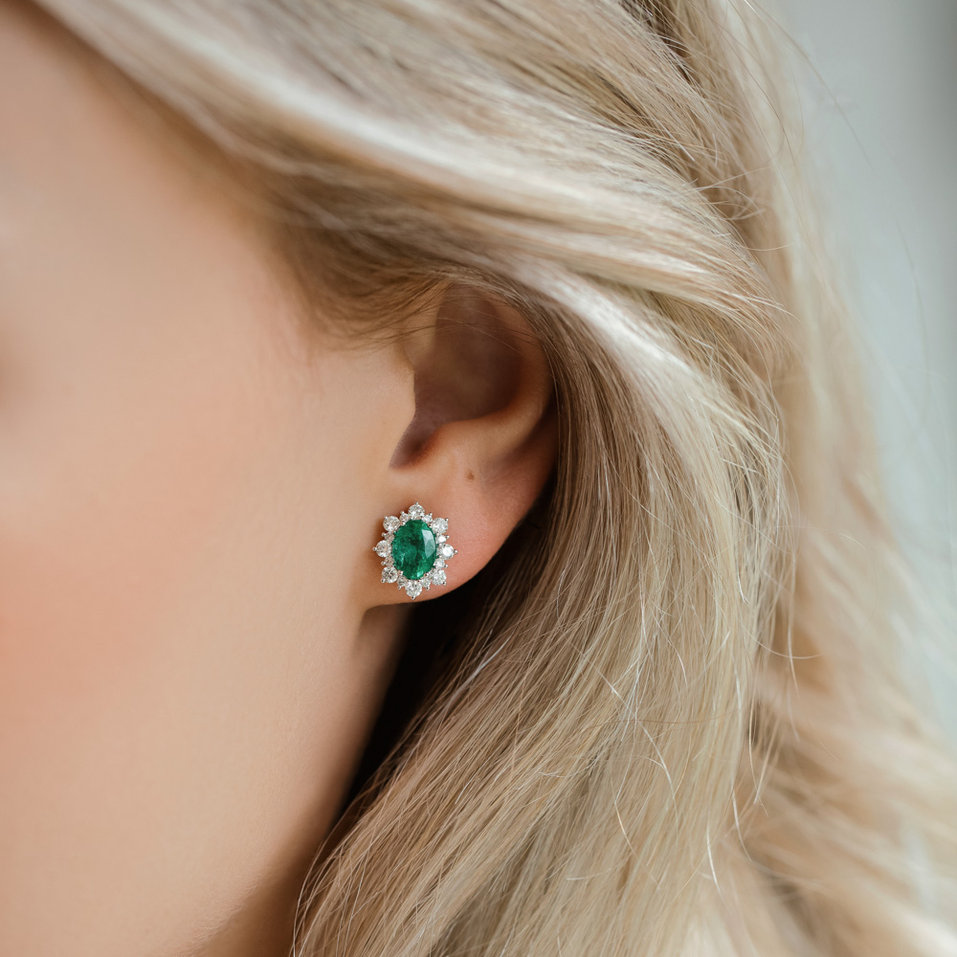 Náušnice s diamantmi a zafírom Princess