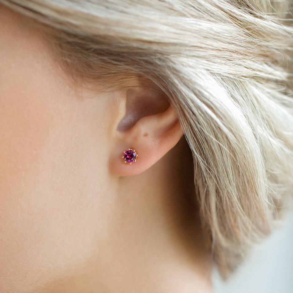 Náušnice s ružovým granátom Pink Moon