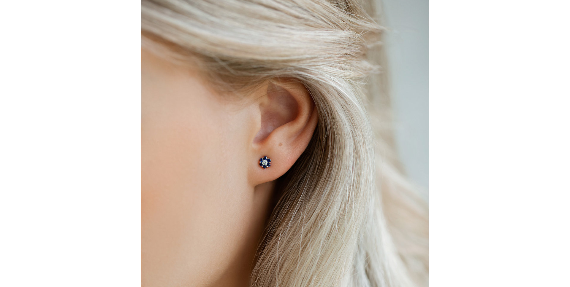 Náušnice s diamantom a zafírmi Shiny Constellation