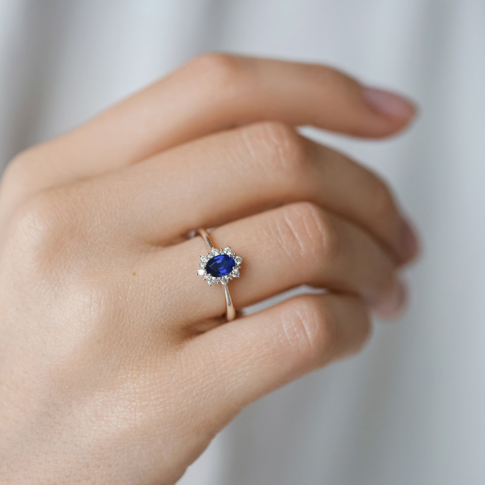 Prsteň s diamantmi a zafírom Princess