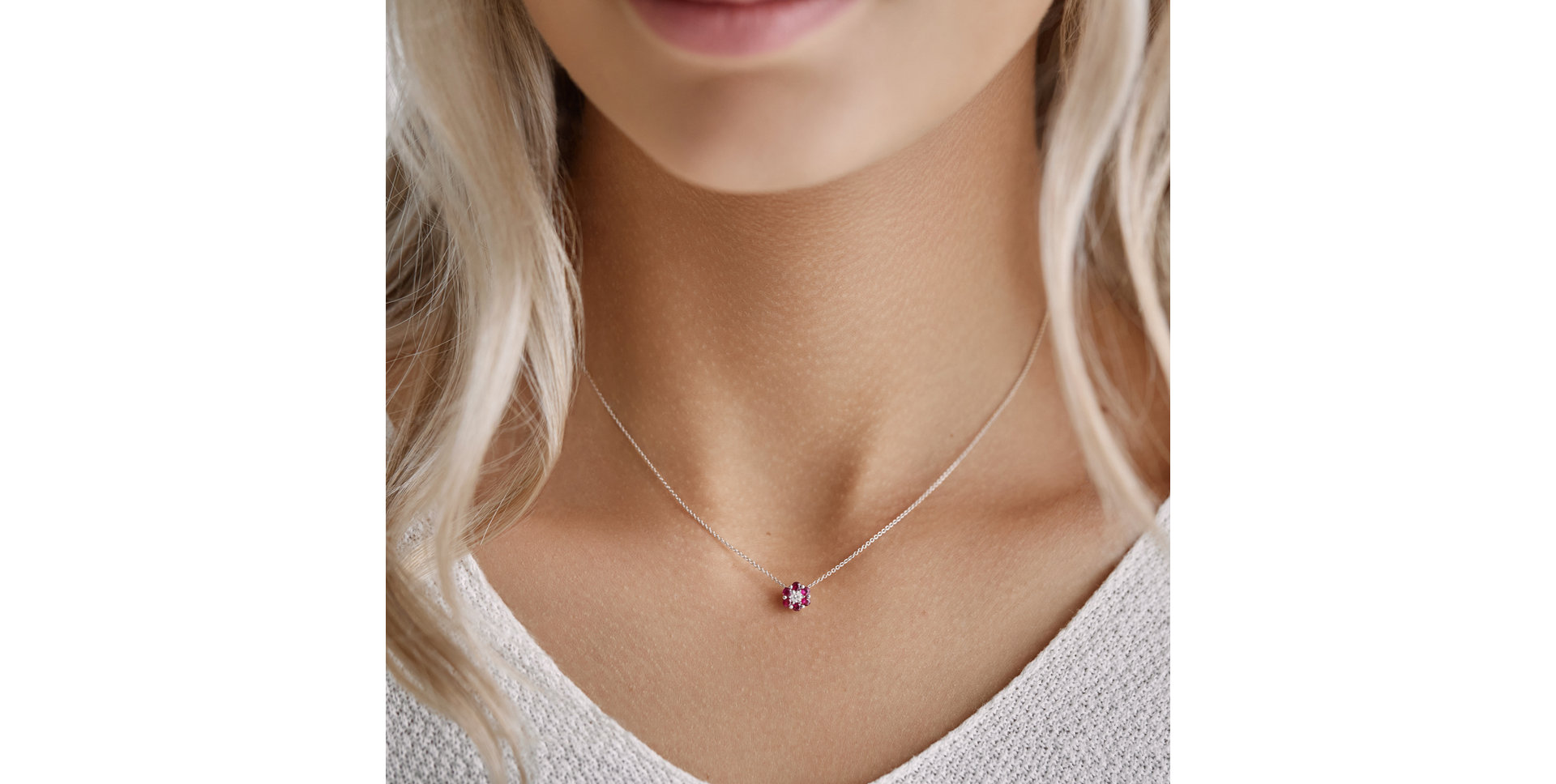 Náhrdelník s diamantom a rubínmi Shiny Constellation