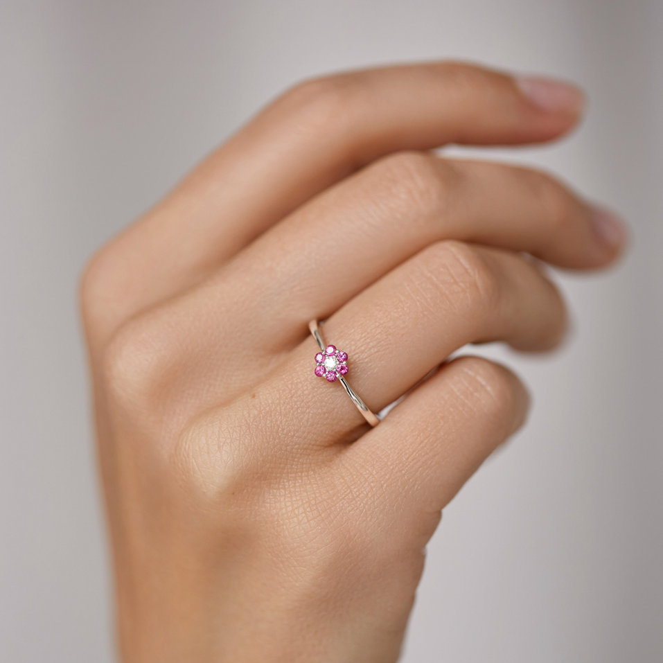 Prsteň s diamantom a zafírmi Shiny Constellation