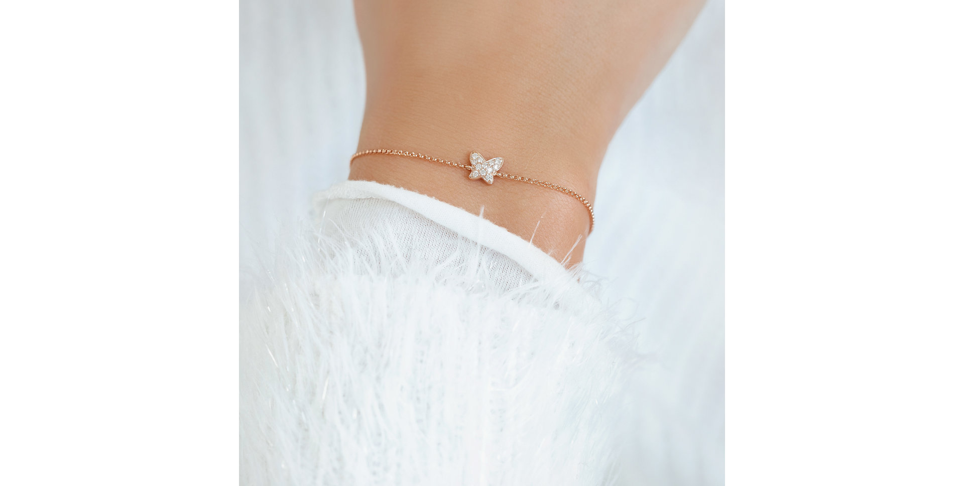 Náramok s čiernymi diamantmi Butterfly