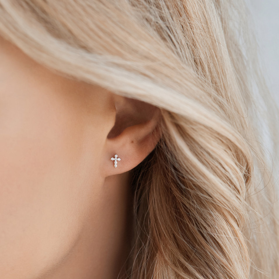 Náušnice s diamantmi Bright Cross