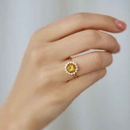 Prsteň s diamantmi a peridotom Stellar Sun