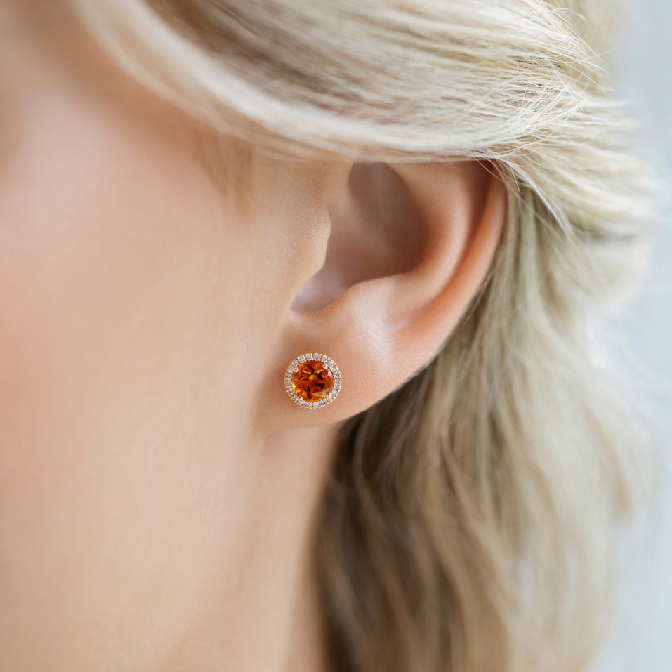 Náušnice s diamantmi a smoky quartzom Eternal Sunshine