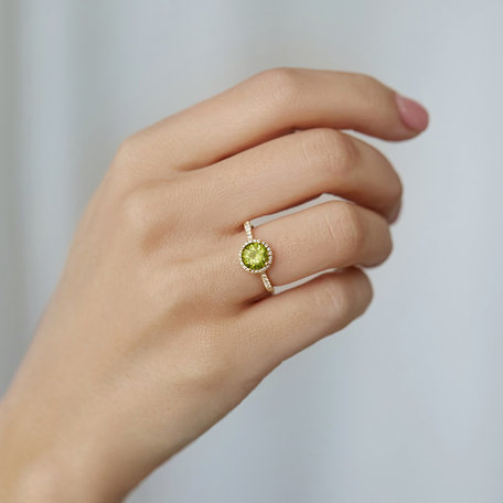 Prsteň s diamantmi a peridotom Sparkly Bonbon