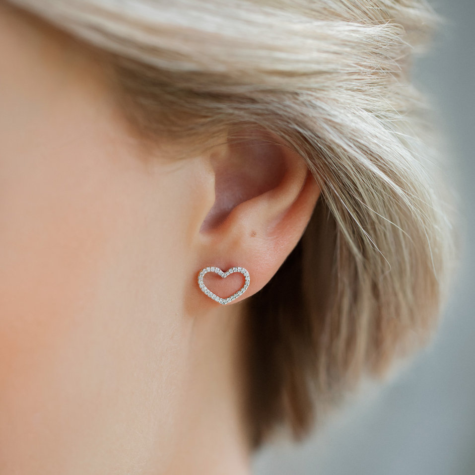 Náušnice s diamantmi Shiny Hearts