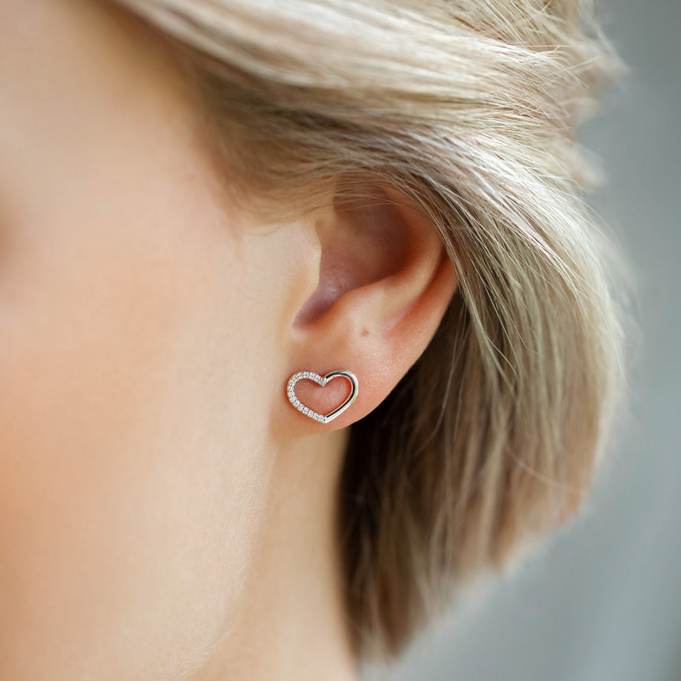Náušnice s diamantmi Sparkling Heart