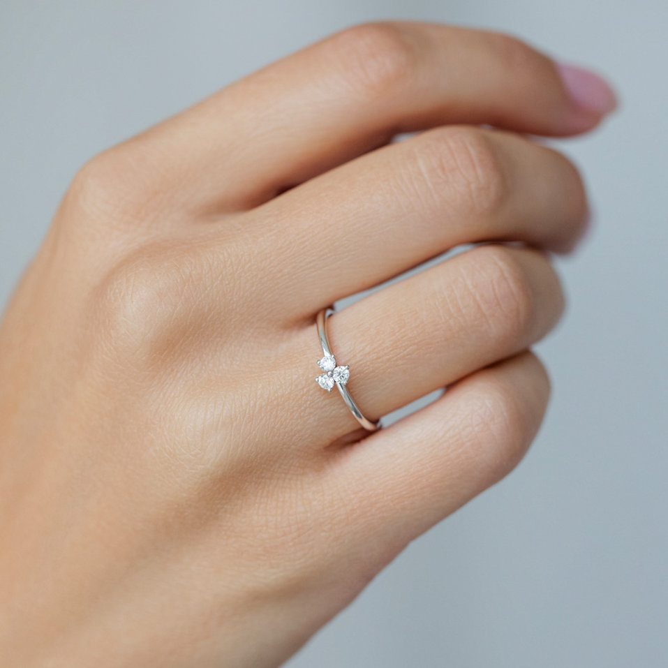 Prsteň s diamantmi Shiny Trefoil