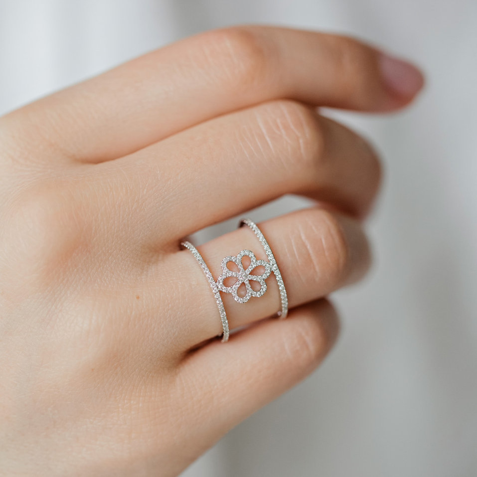 Prsteň s diamantmi Glamour Flower