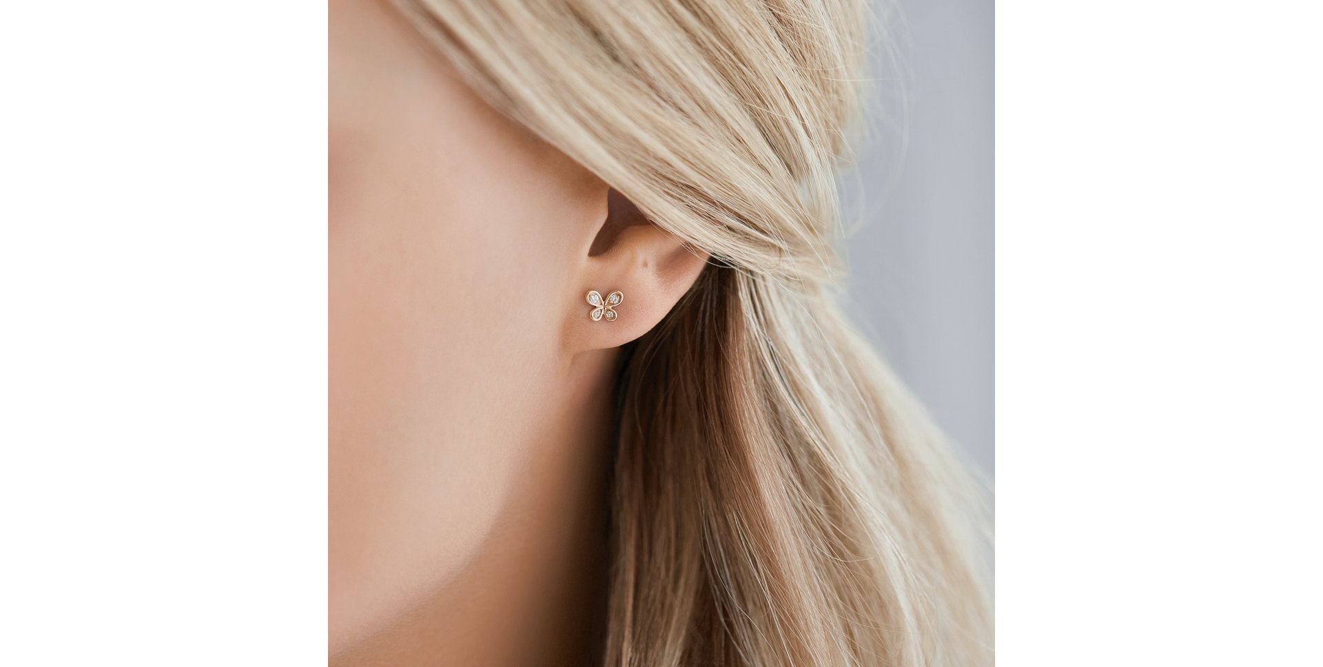 Náušnice s diamantmi Butterfly