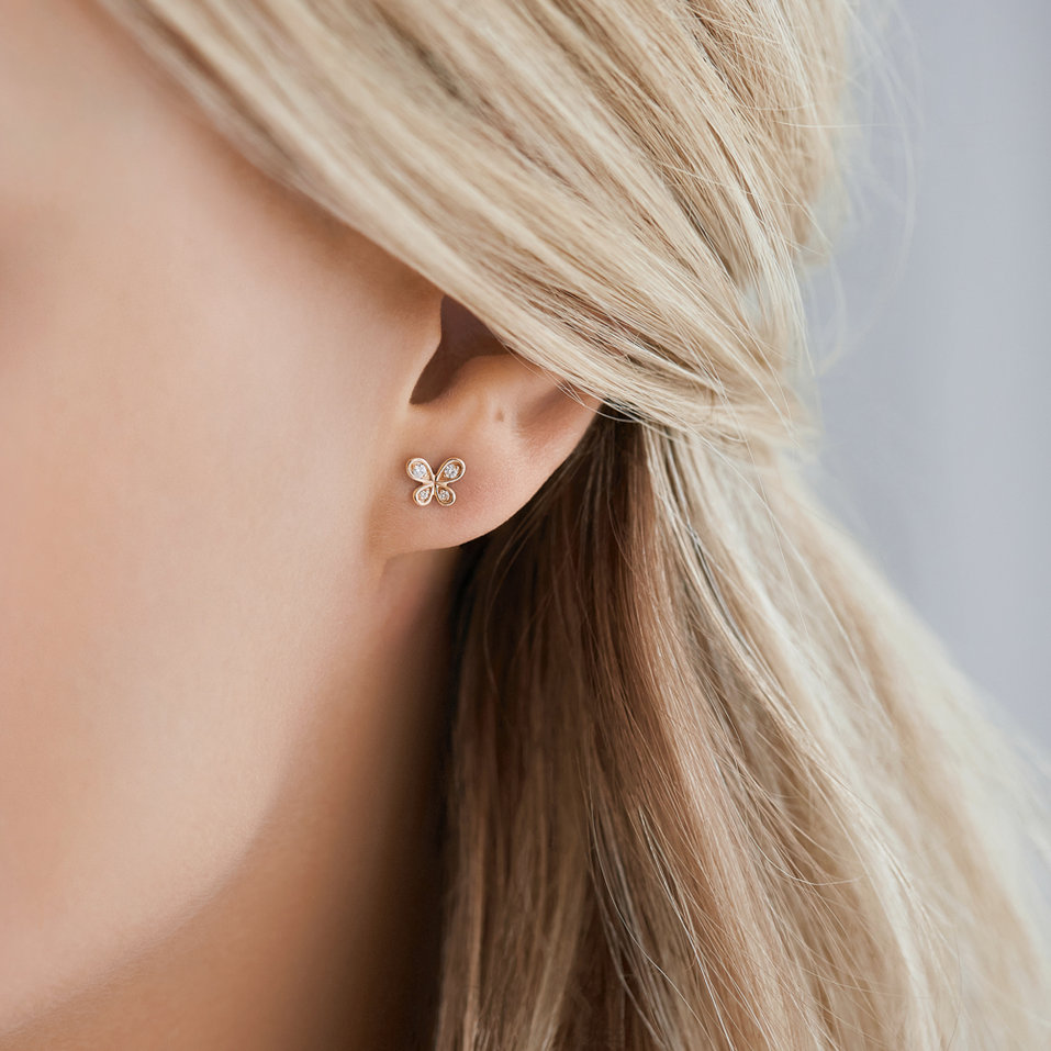 Náušnice s diamantmi Butterfly