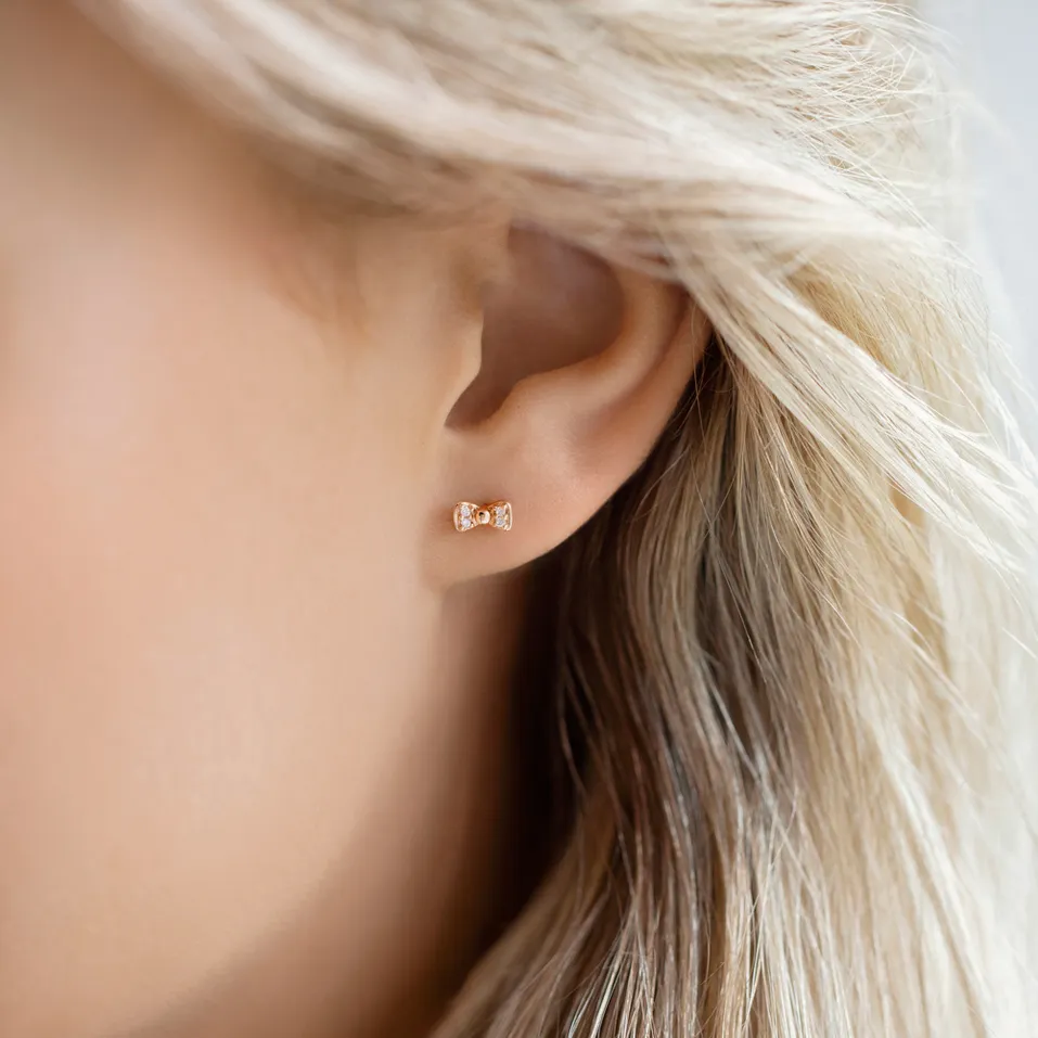 Náušnice s hnedými diamantmi Endless Bow