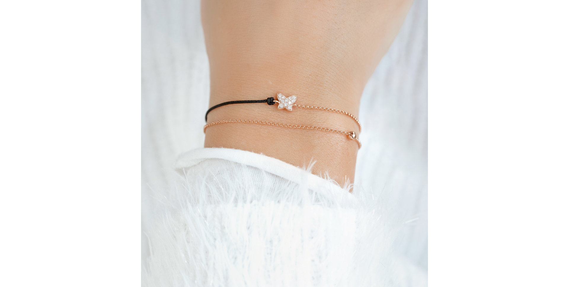 Diamantový náramok so šnúrkou Luxury Butterfly