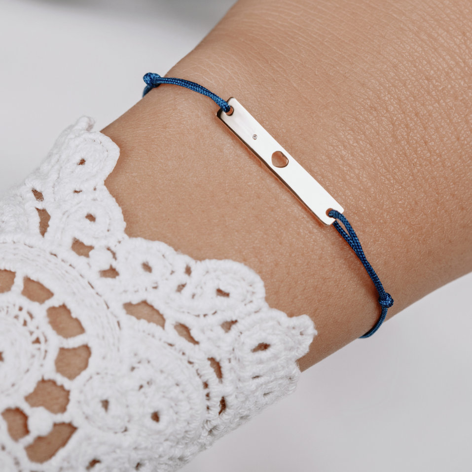 Diamantový náramok so šnúrkou Heart Stamp