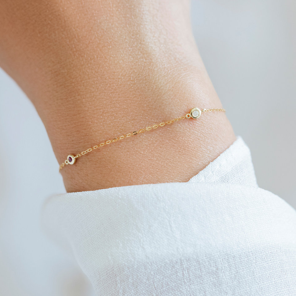 Náramok s hnedými a čiernymi diamantmi Dots