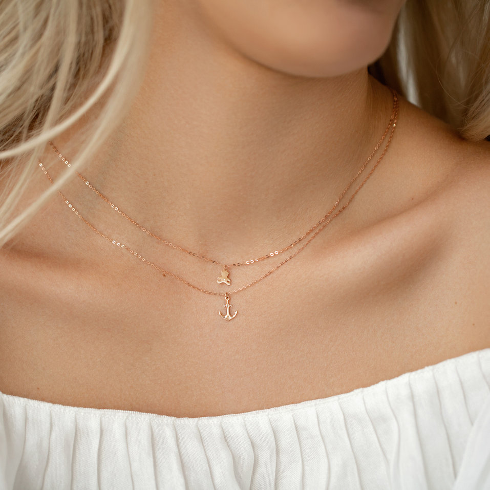 Náhrdelník s diamantom Diamond Anchor