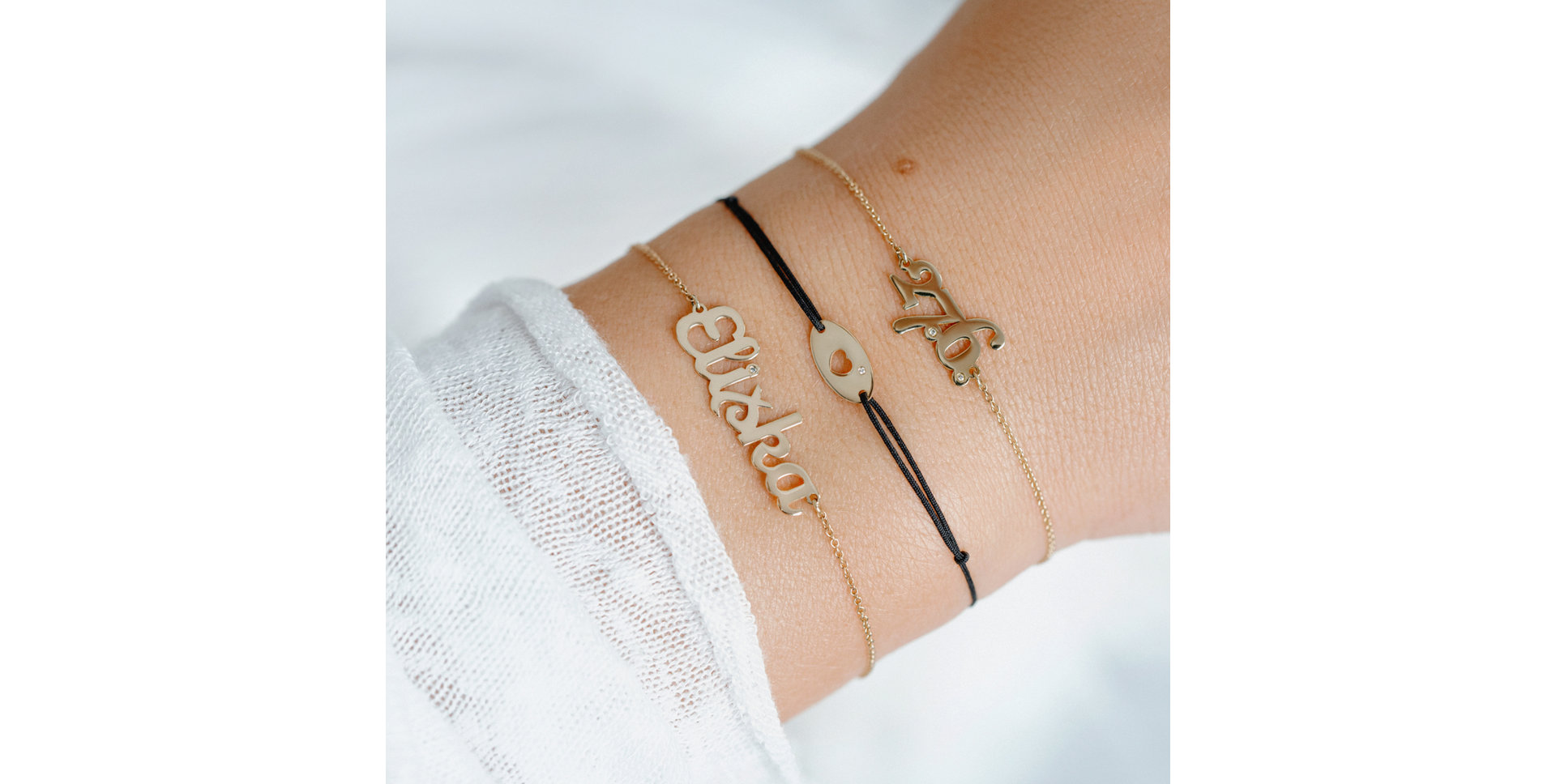 Diamantový náramok so šnúrkou Gold Heart