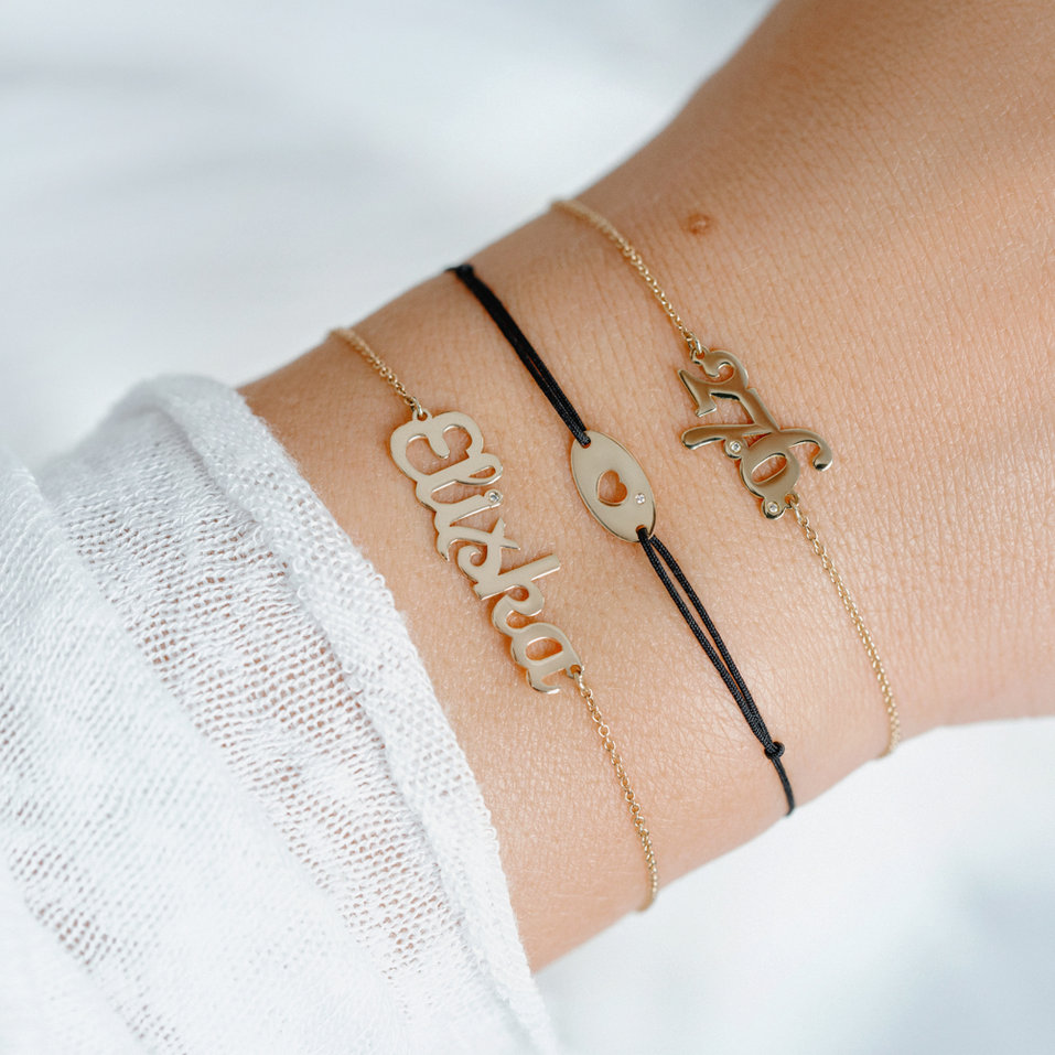 Diamantový náramok so šnúrkou Gold Heart